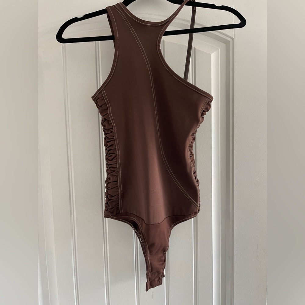 XS (UK Size 8) Brown Ruched Maniere De Voir Body Suit